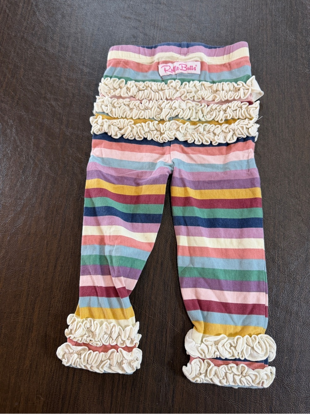Ruffle Butts Stripe Ruffle Hem Toddler Leggings - Multicolor Sz 12-24M - Picture 4 of 4
